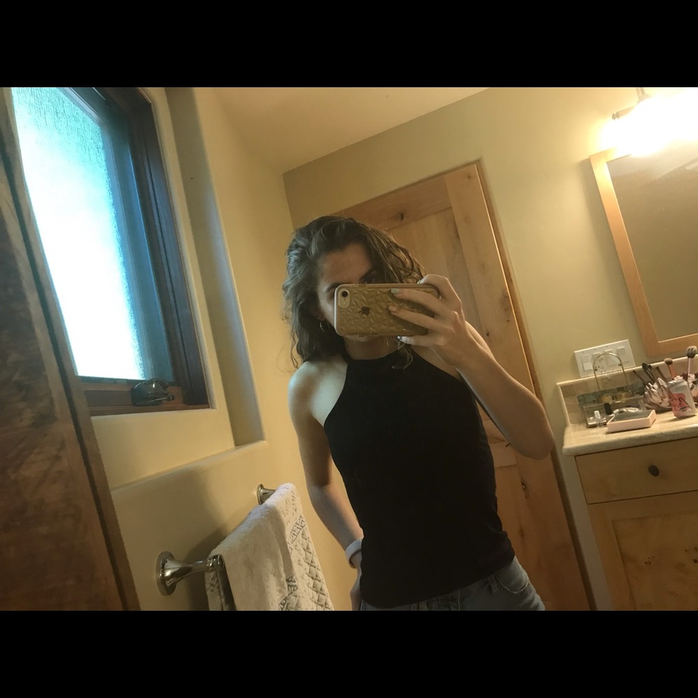 Black halter high neck top